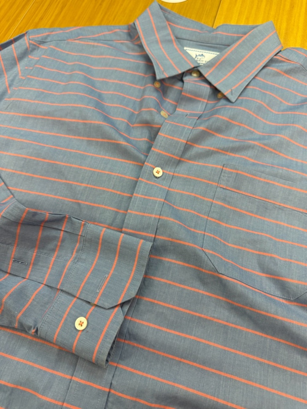 Men’s Southern Tide Trim Fit Shirt XL Blue Pink Stripe Long Sleeve Button Up